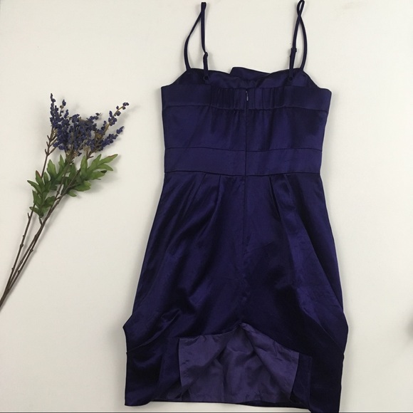 YOANA BARASCHI Indigo Satin Cocktail Dress, Sz 4 - Picture 3 of 8